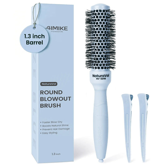 AIMIKE Naturavol round Brush for Blow Out, Nano Thermal Ceramic round Hair Brush for Fine Hair, Fast Blow Dry for Smooth Salon-Style Finish at Home, Adds Volume,Blue (1.3" Barrel, 2.1" with Bristles)